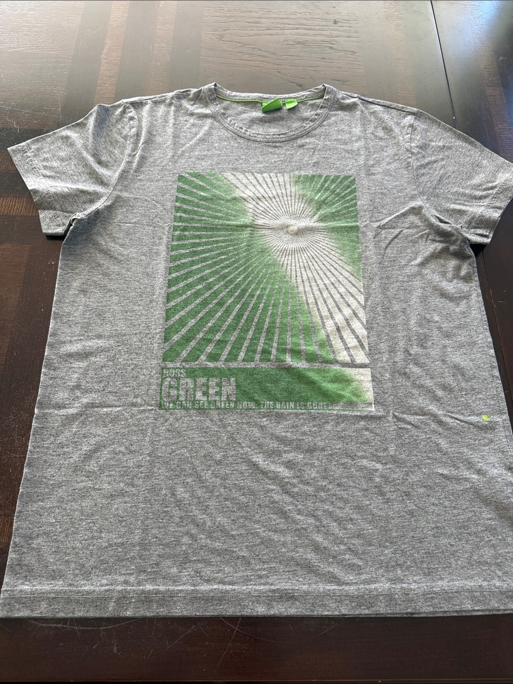 Boss Grey Short-Sleeve Tee with Green Graphic